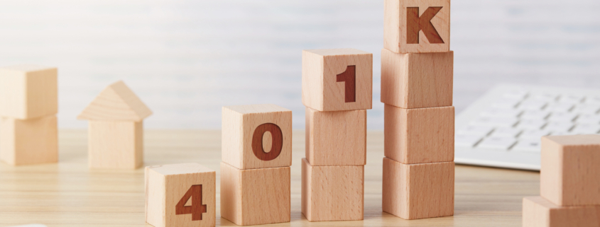 401K wooden blocks chart on desk