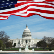 Capital building with American Flag