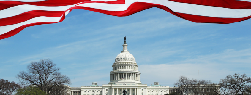 Capital building with American Flag